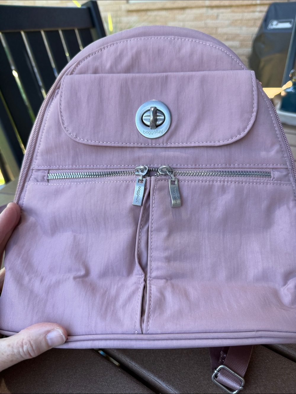 Baggallini Naples Convertible Backpack in Pink Shimmer - Picture 2 of 7